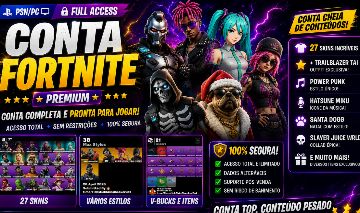 [PROMÇÃO] CONTA FORTNITE ACESSO COMPLETO PSN/PC 27 skins 200 VB