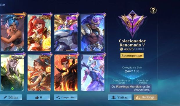 MOBILE LEGENDS | 244 SKINS | COLECIONADOR RENOMADO V | BLAZING, ZODIAC E MAIS!