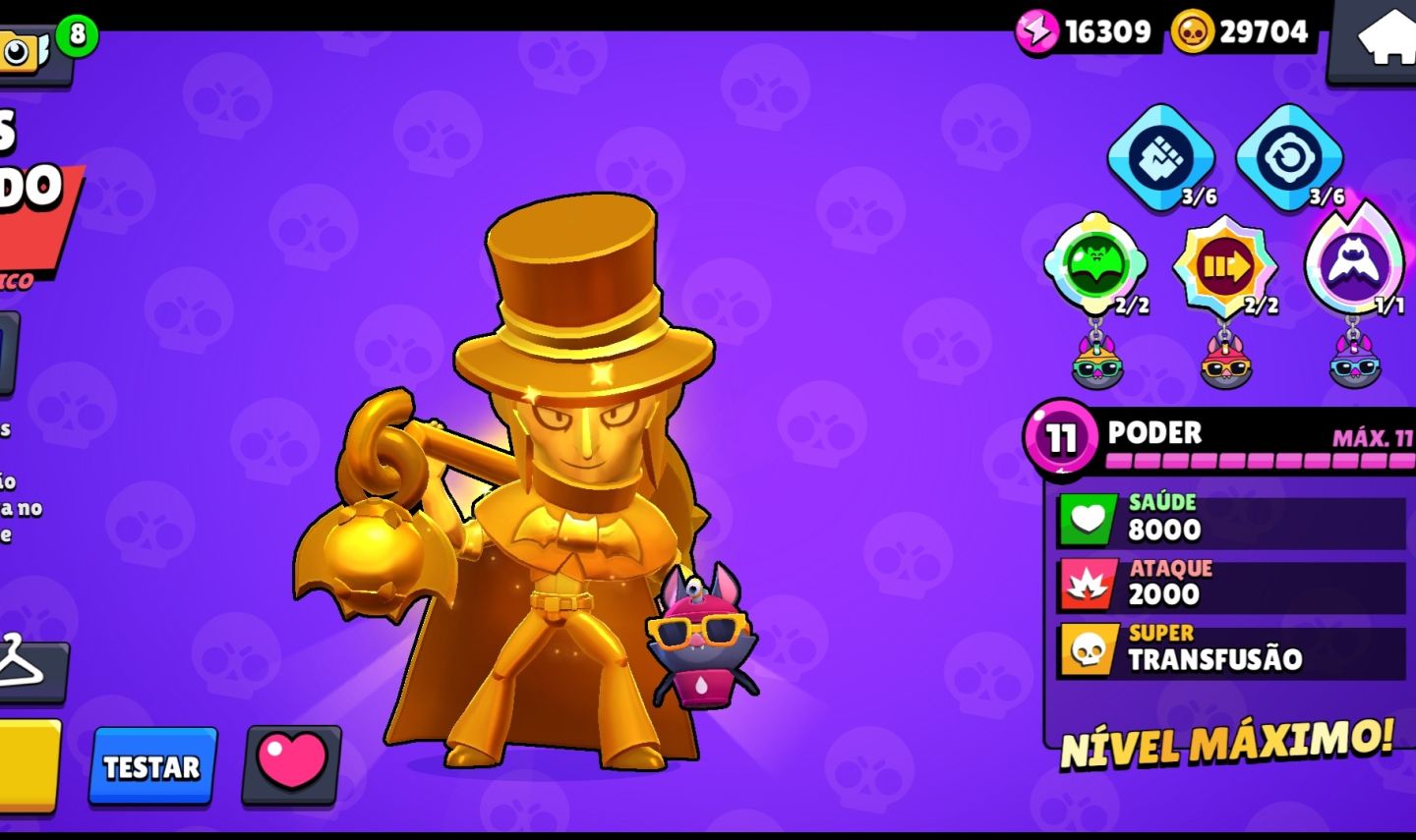 Conta de brawl stars com 7 skins de ouro e muitas skins exclusivas de collabs!!!