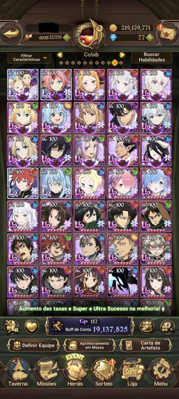 Conta do The Seven Deadly Sins grand cross com 19kk++