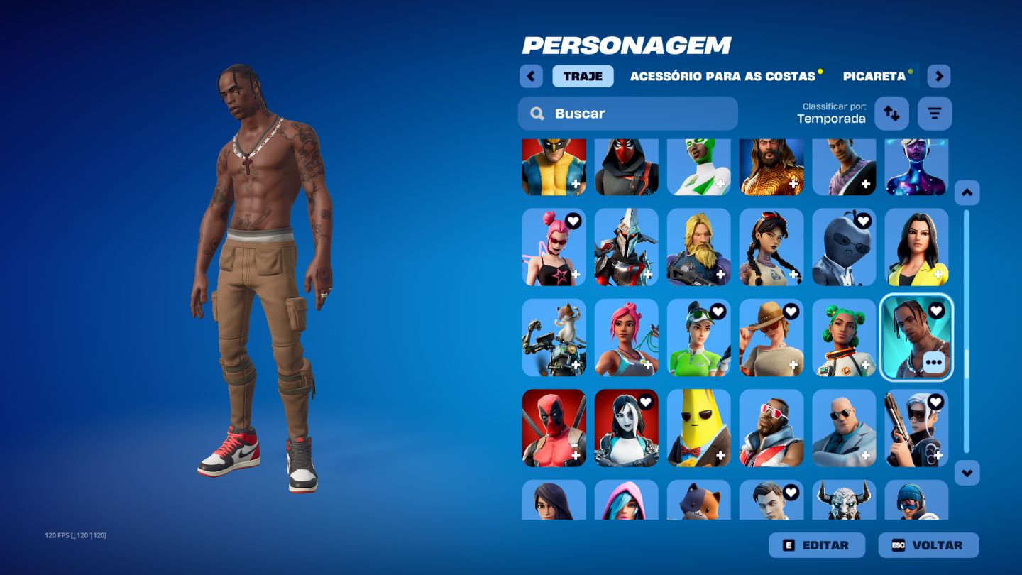 413 skins raras S1 Travis Scott Fundador STW Apple Camp Guerreira Mundial