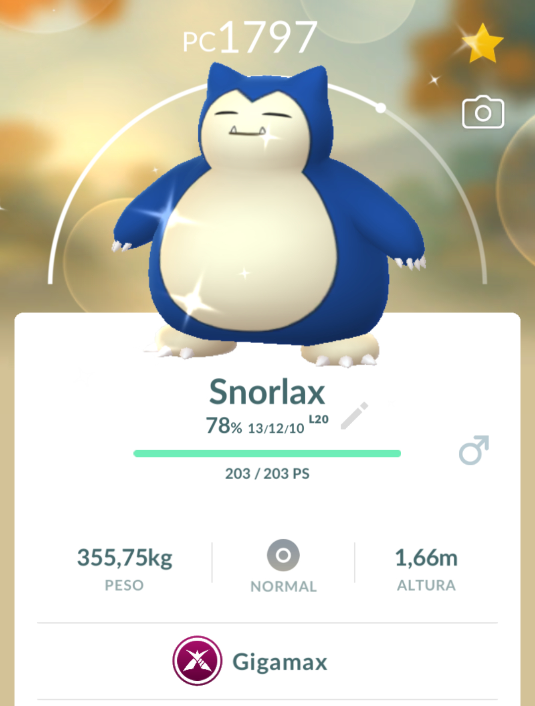 CONTA POKÉMON GO PTC COM SNORLAX GIGANTAMAX SHINY TROCÁVEL