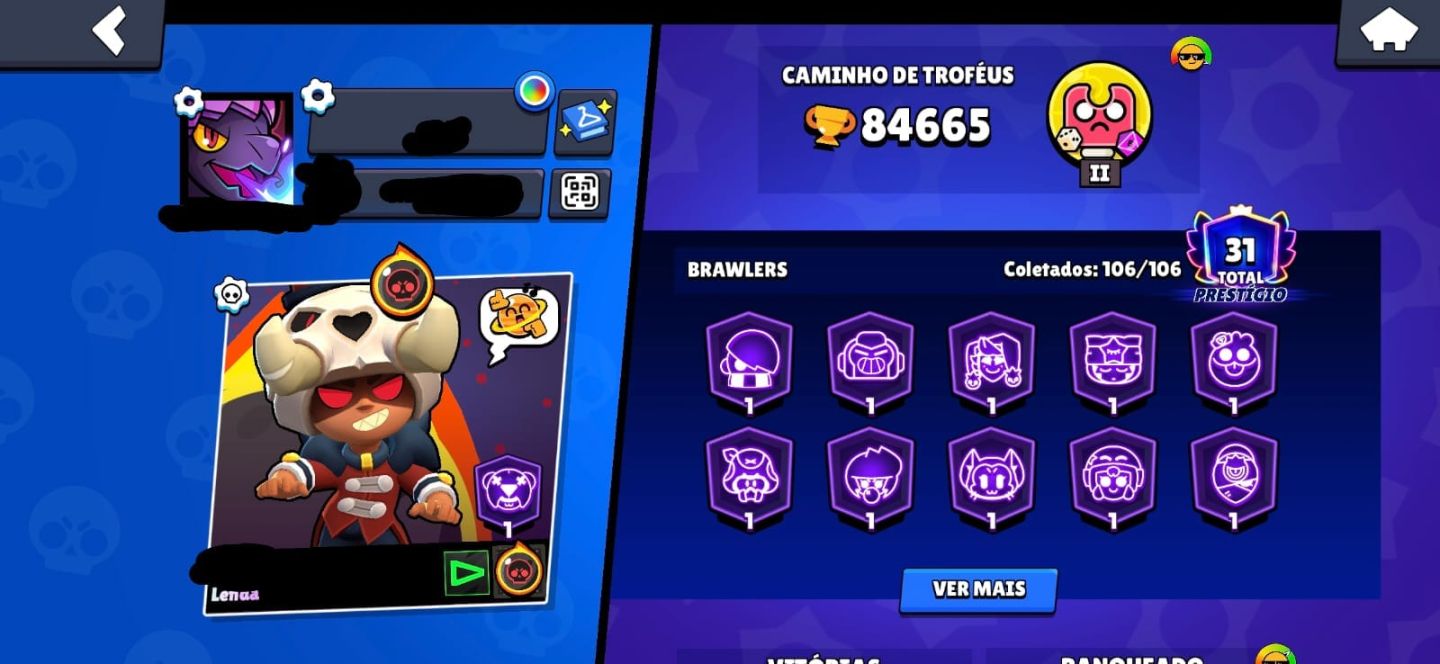 CONTA BRAWL STARS 84K, LENDÁRIA, FAMA METEÓRICA 2 + UMA CONTA CLASH DE BRINDE