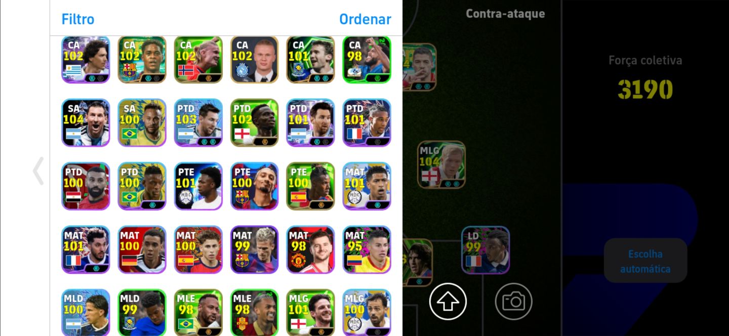 Conta efootball mobile com 3190 de força e o novo Hazard