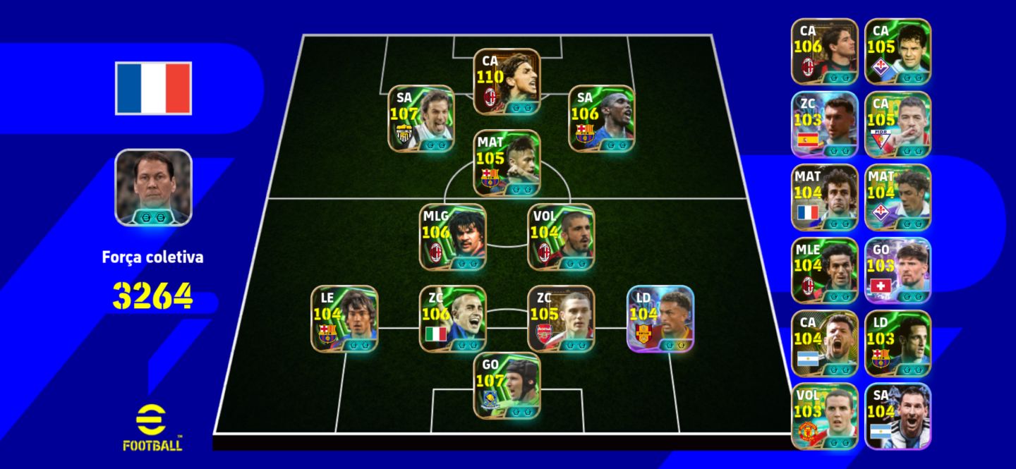 Conta com 3265 de força /Gullit,Del Piero Blitz,Ney do Barcelona,Etoo e muitos