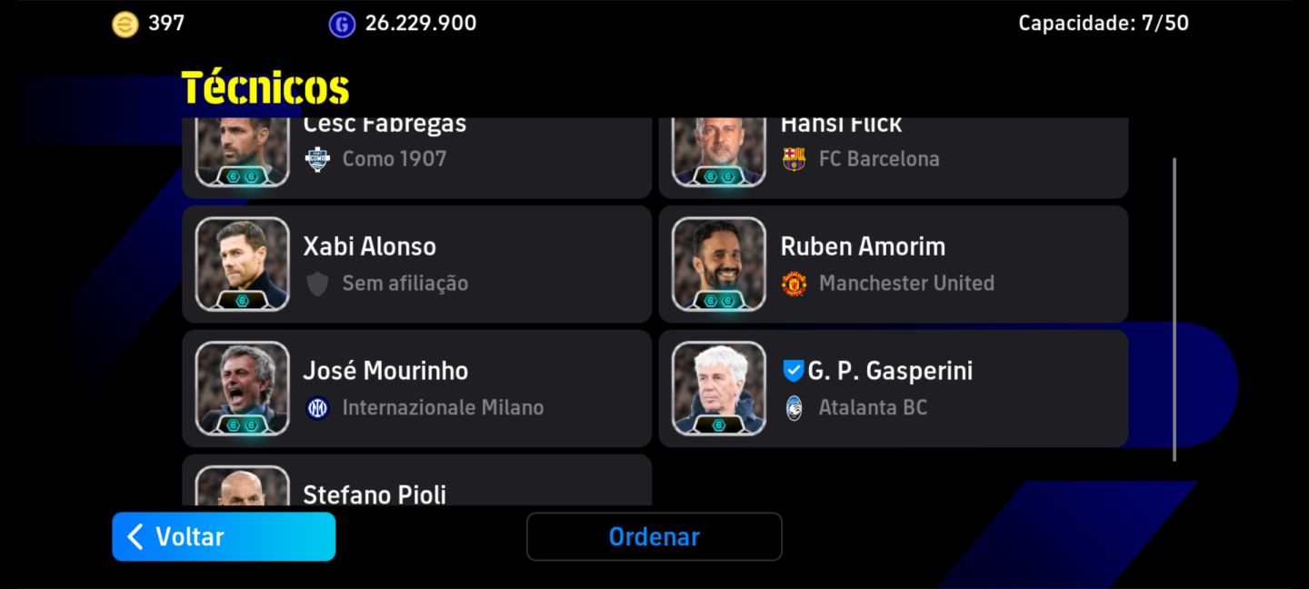 Conta Efootball Mobile com diversos épicos