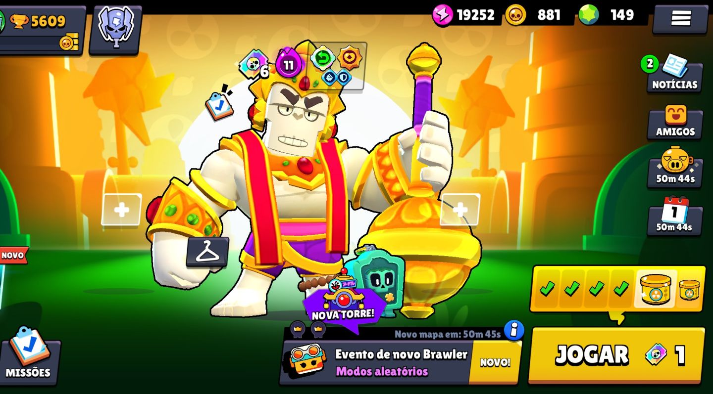 Continha top Brawl Stars - Várias skins, 60 Brawlers e 5mil troféus