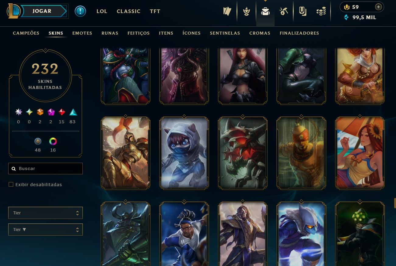 CONTA DE 2017 - 232 SKINS - LVL 374 - TODOS CAMPEÕES - 99K DE EA - 24 CROMAS