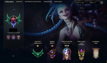 Conta LoL Plat full champs, Jinx exaltada, 2 ultimates, 49 lendárias, único dono
