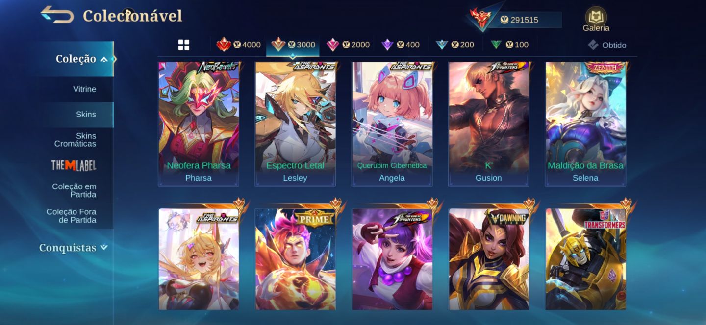 CONTA HIGH-END MOBILE LEGENDS COLEÇÃO RARA