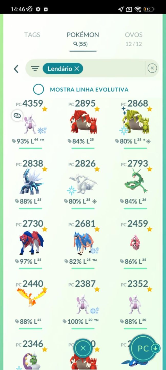 POKÉMON GO LVL 69 | 55 LENDÁRIOS | 51 SHINIES | 16 IV 100% | MEWTWO RARO