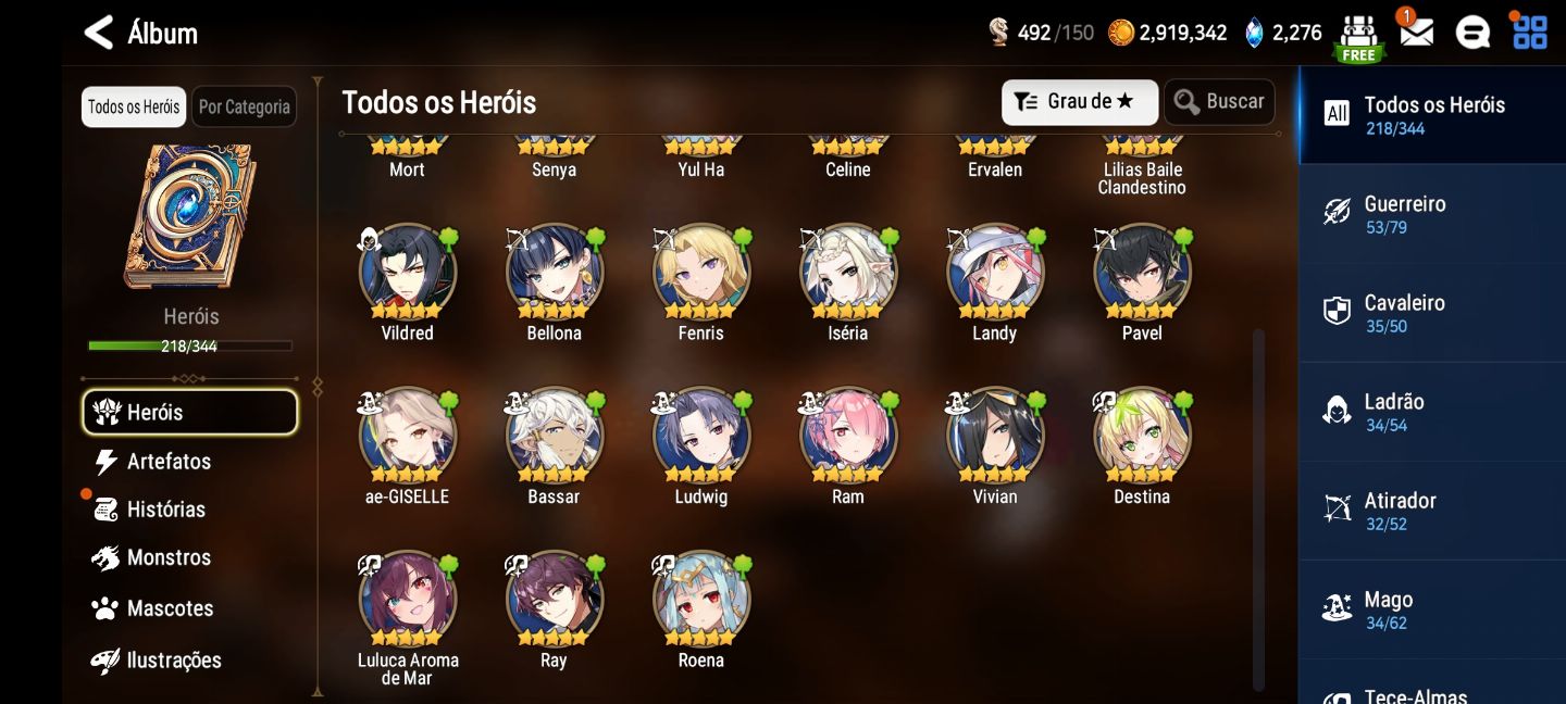 [EPIC SEVEN] CONTA MIDGAME. ALGUNS ML E LIMITADOS.