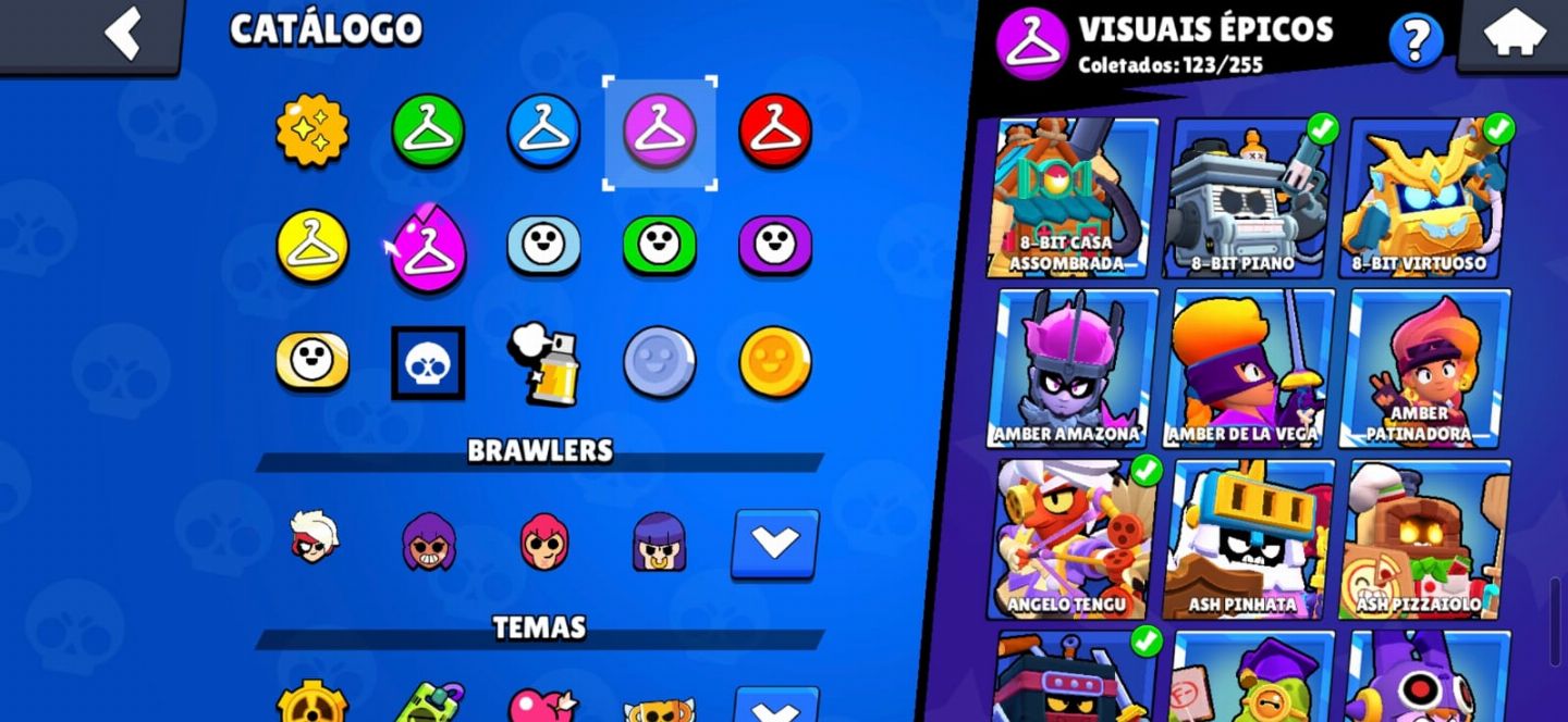 CONTA BRAWL COM 100 MIL TROFEUS, +200 SKINS, +50 BRAWLERS NÍVEL 11