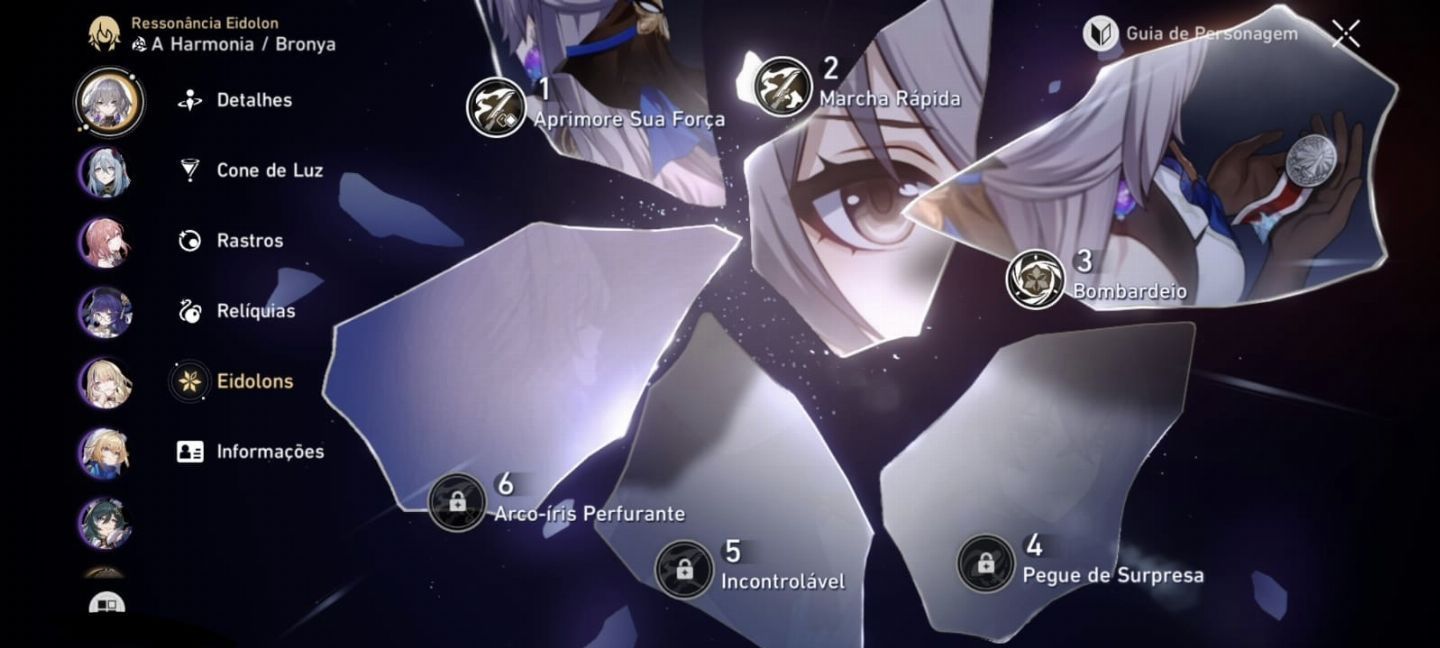 Conta de Honkai Star rail level 70 com vários personagens