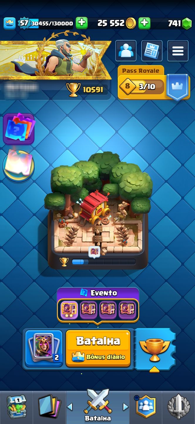Conta de Clash Royale 10500 troféus com evo da bruxa e evo goblin com dardo!