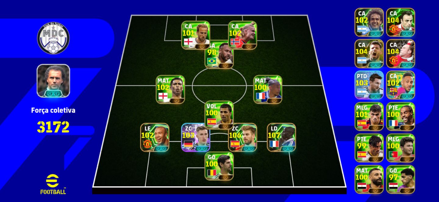 Conta de eFootball conta com jogadores metas