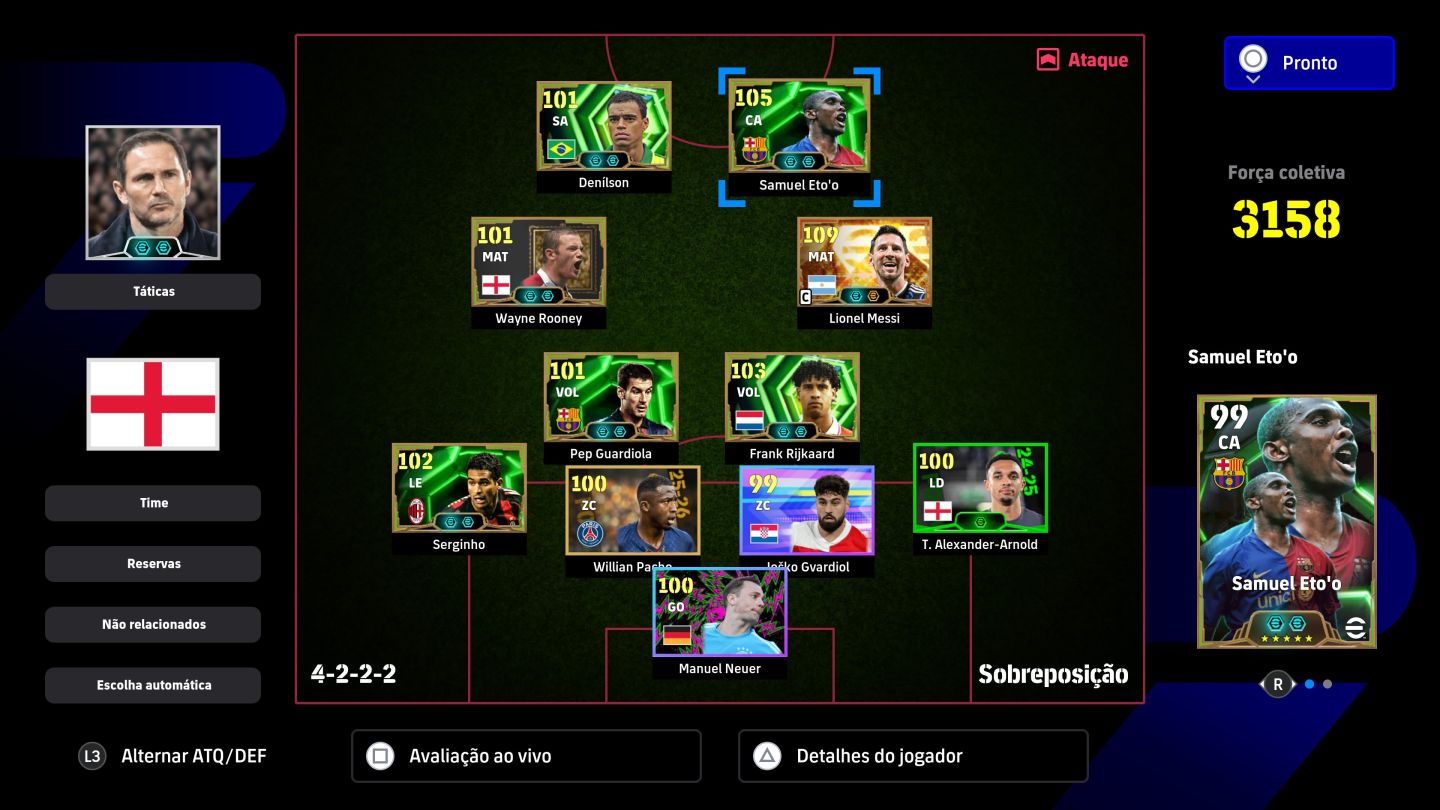 Conta com jogadores big times, épicos e raros