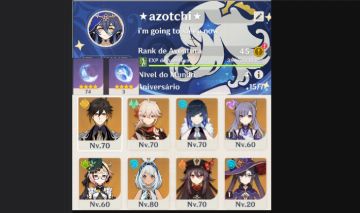AR 45 | Hu Tao + Yelan + Kazuha + Zhongli | Garantido | 74 Resinas | América