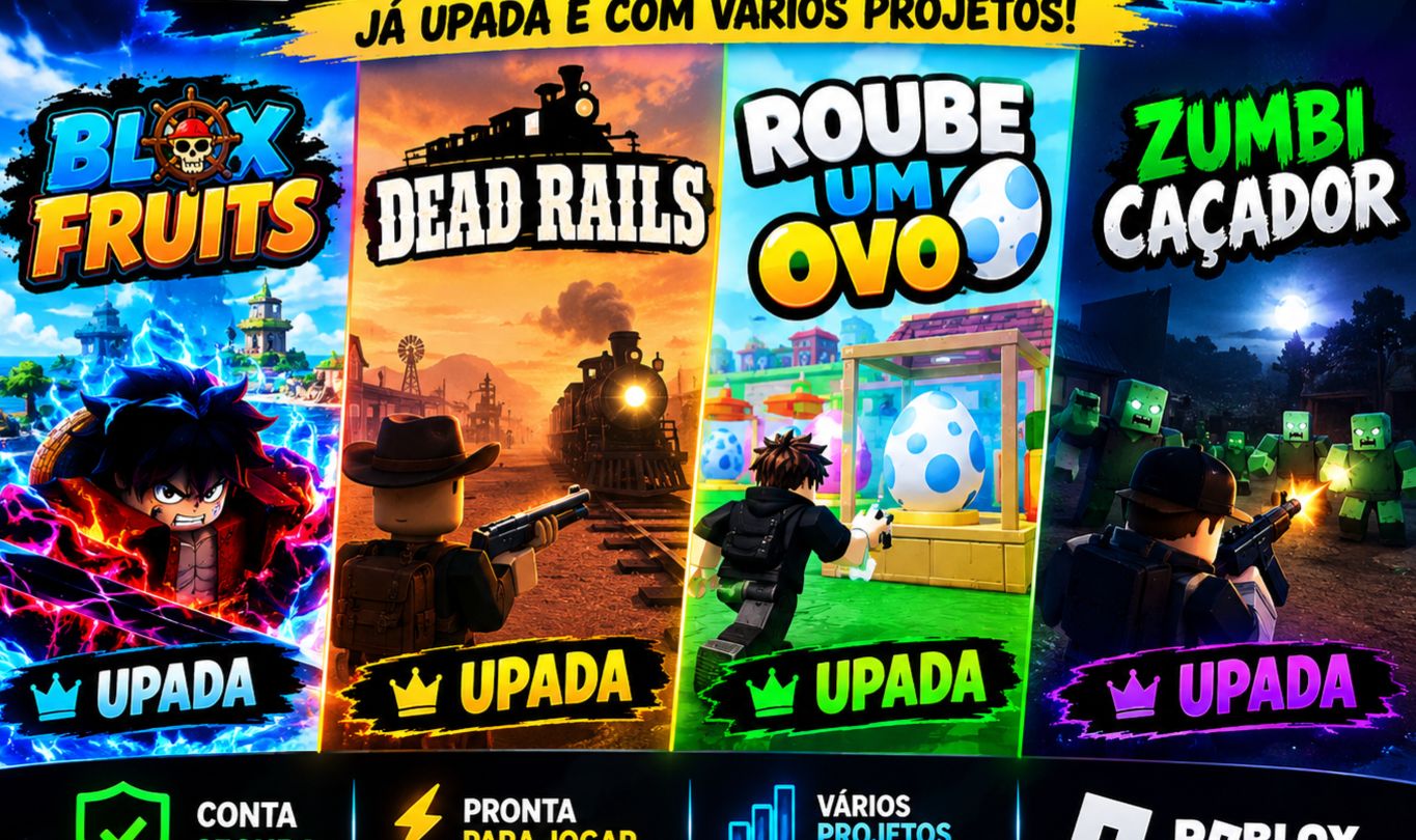 Conta de Roblox upada no blox fruits,dead rails,roube um ovo, caçador zumbi etc
