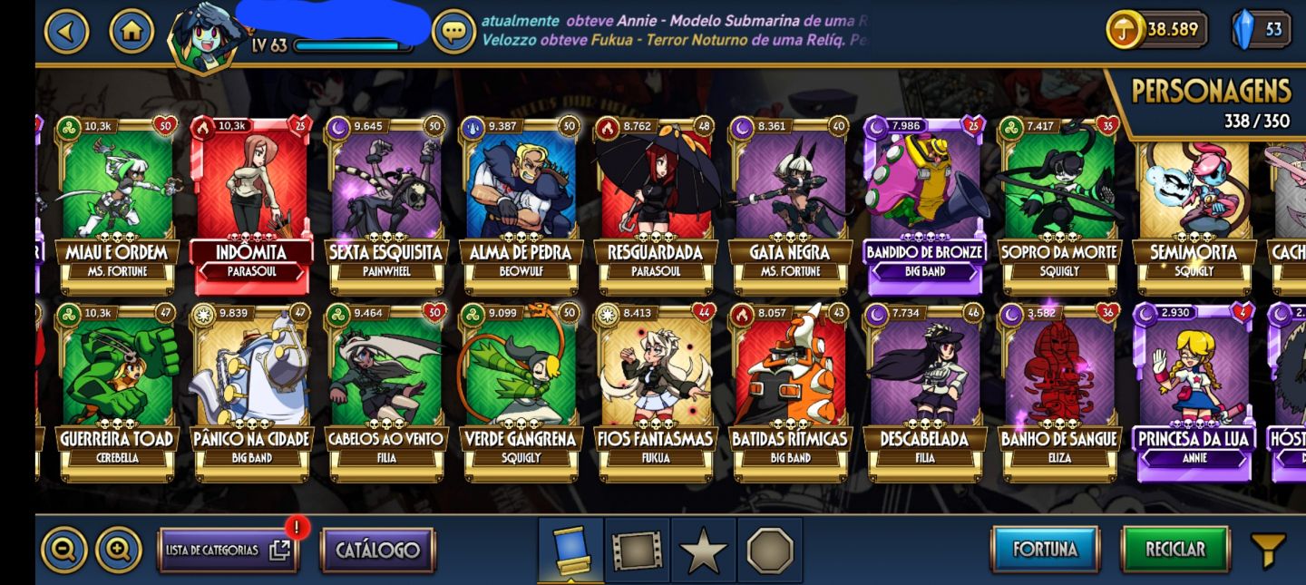 CONTA DE SKULLGIRLS À VENDA!