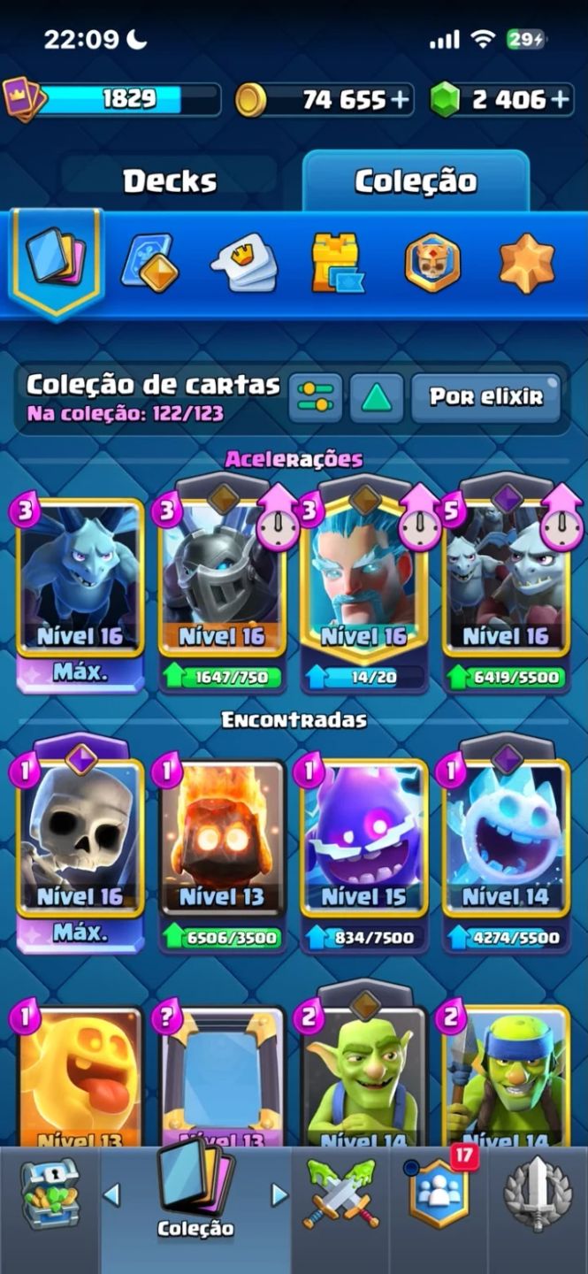 CONTA COM 14K DE TROFEUS + 122 CARTAS + 2400 GEMAS, 100% SEGURA! SÃO ANOS UPANDO
