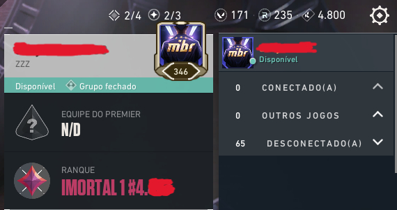 CONTA VALORANT IMORTAL 1 COM MUITAS SKINS