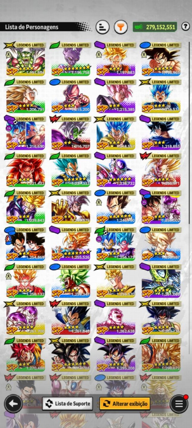 Conta DBZ LEGENDS COM 65 LFS!!!