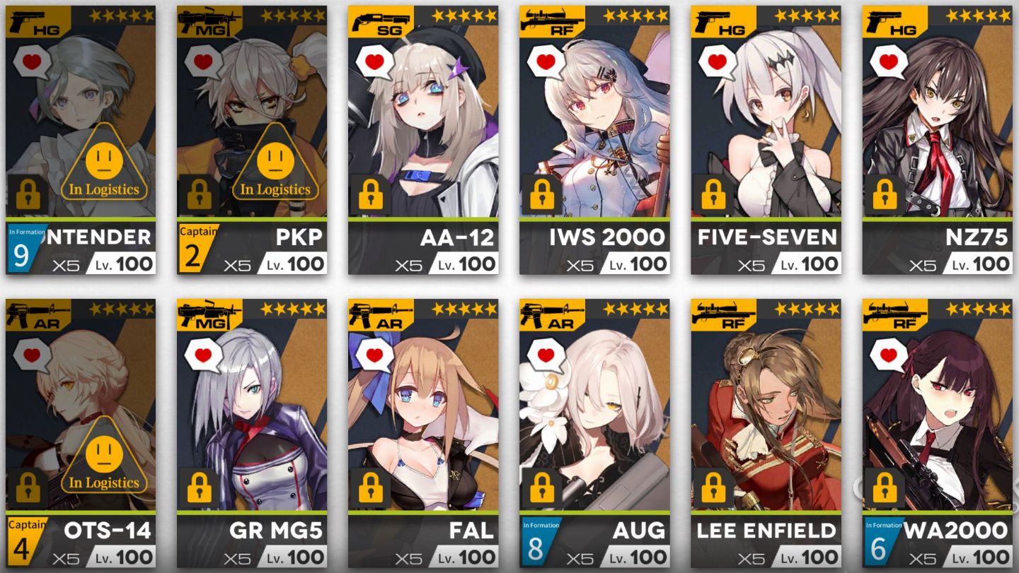 [GFL1] Girls Frontline Conta Nível 125 | 5 Collab | SF Bosses | HOC Max | Fairys