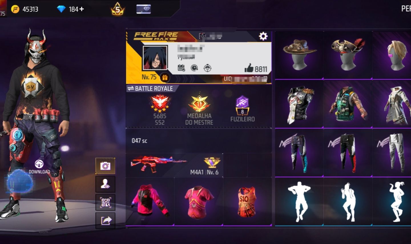 Conta de freefire antiga, gemada lvl 75 full acesso