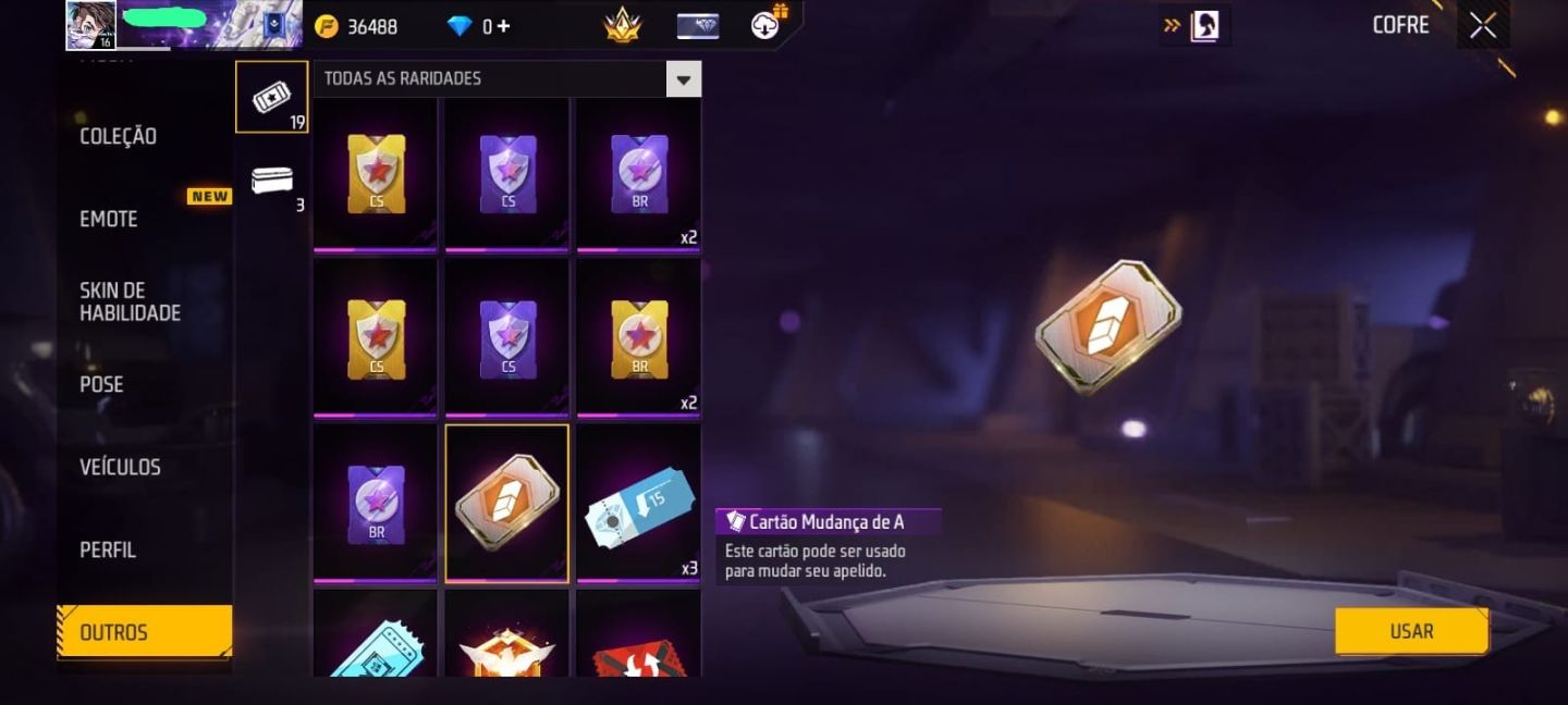CONTA FF LVL 16: TROCA NICK + CAVALO PENUMBRA + AUG ECLIPSE
