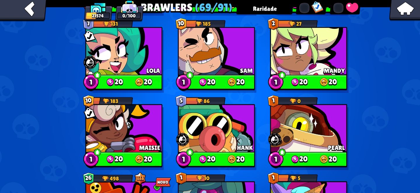 CONTA BRAWL STARS 21k 69 BRAWLERS ANO 1