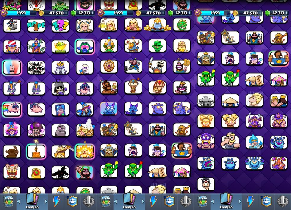 14K TROFÉUS - 25 EVO - 11 HEROIS - 12.3K GEMAS - 173 EMOTES - 53 CARTAS MAX