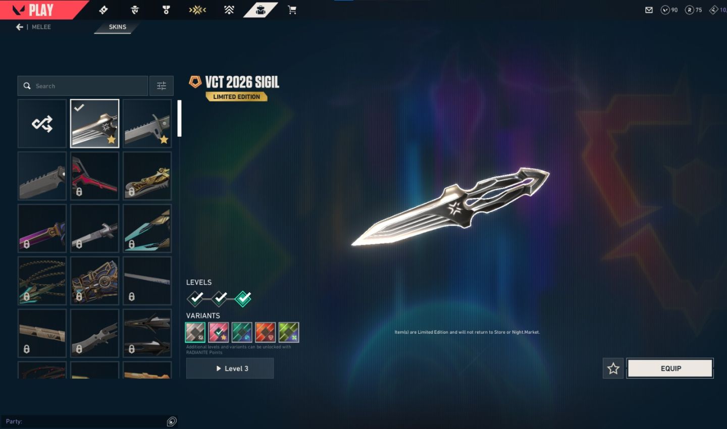 Conta Valorant Faca VCT 2026! Com skins de vandal