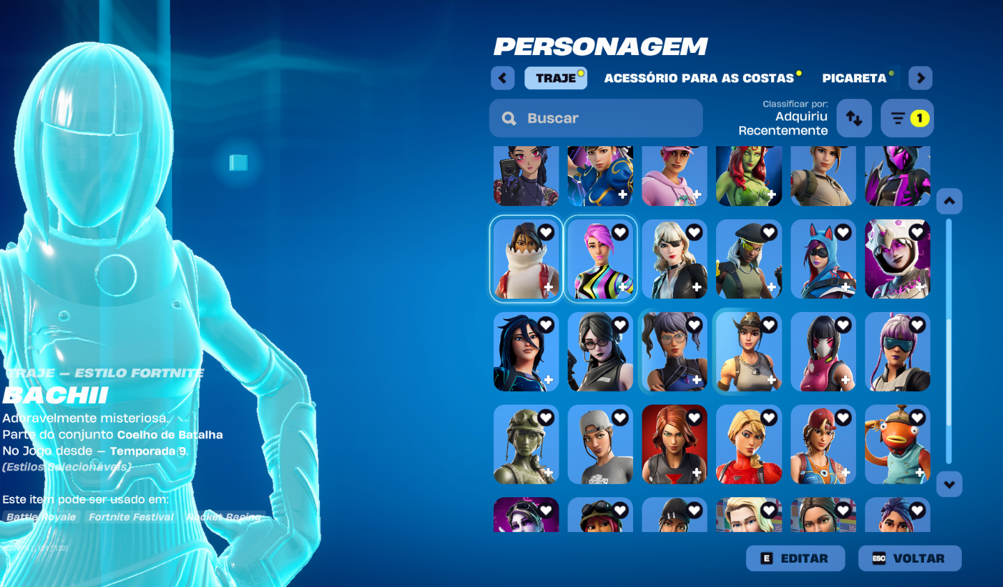 CONTA FORTNITE RARA , PASSE SEASON 4, 377 SKINS, VARIOS PACKS ETC,