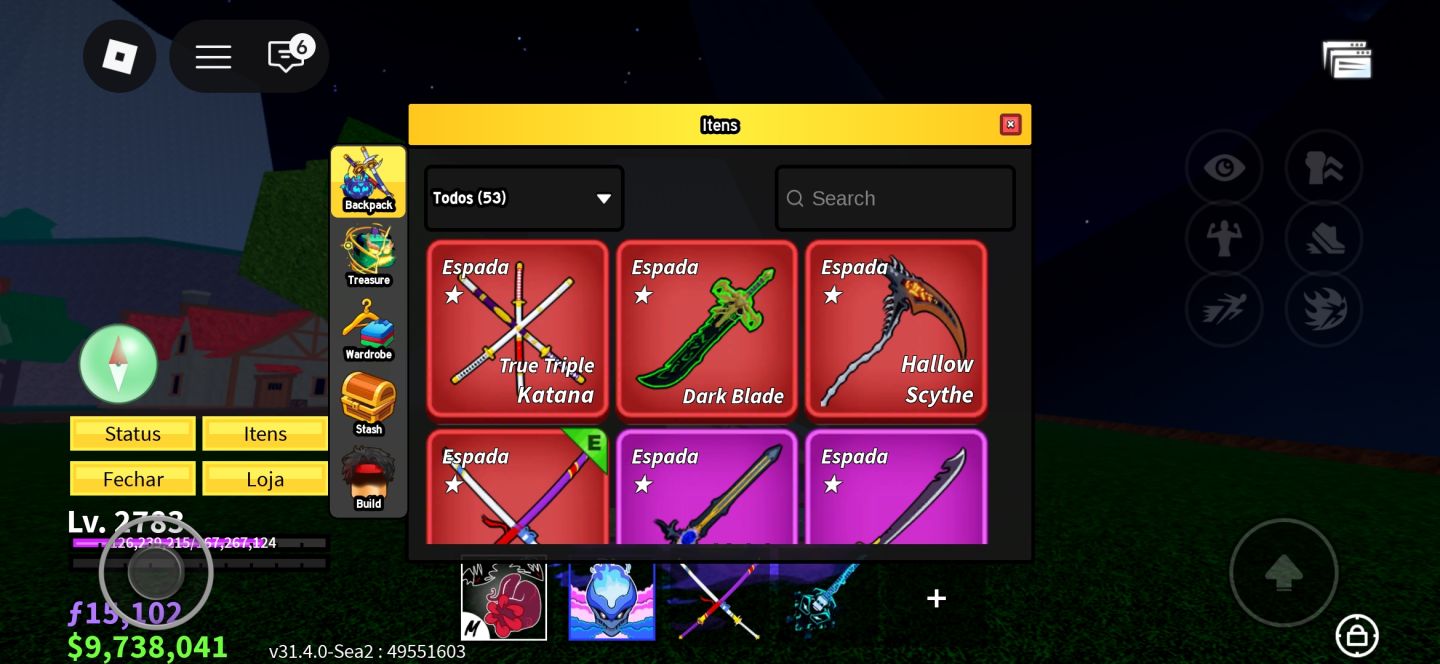 Conta Blox Fruits, AV, Blue lock e muitas outras