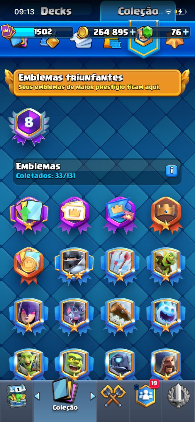 CONTA CLASH ROYALE PICO 12.009 TROFÉUS + COLEÇÃO COMPLETA