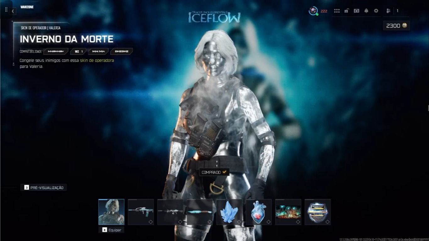 Pacote Premium Warzone Ghost Soulless, Valeria Ice Flow e COD Points