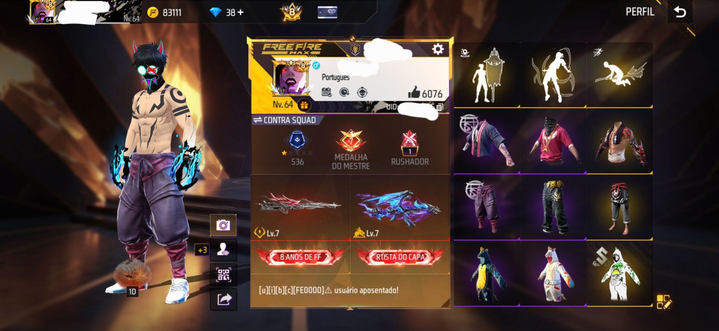 CONTA FREE FIRE 1 e 2 passes, prime 8 e muito mais!