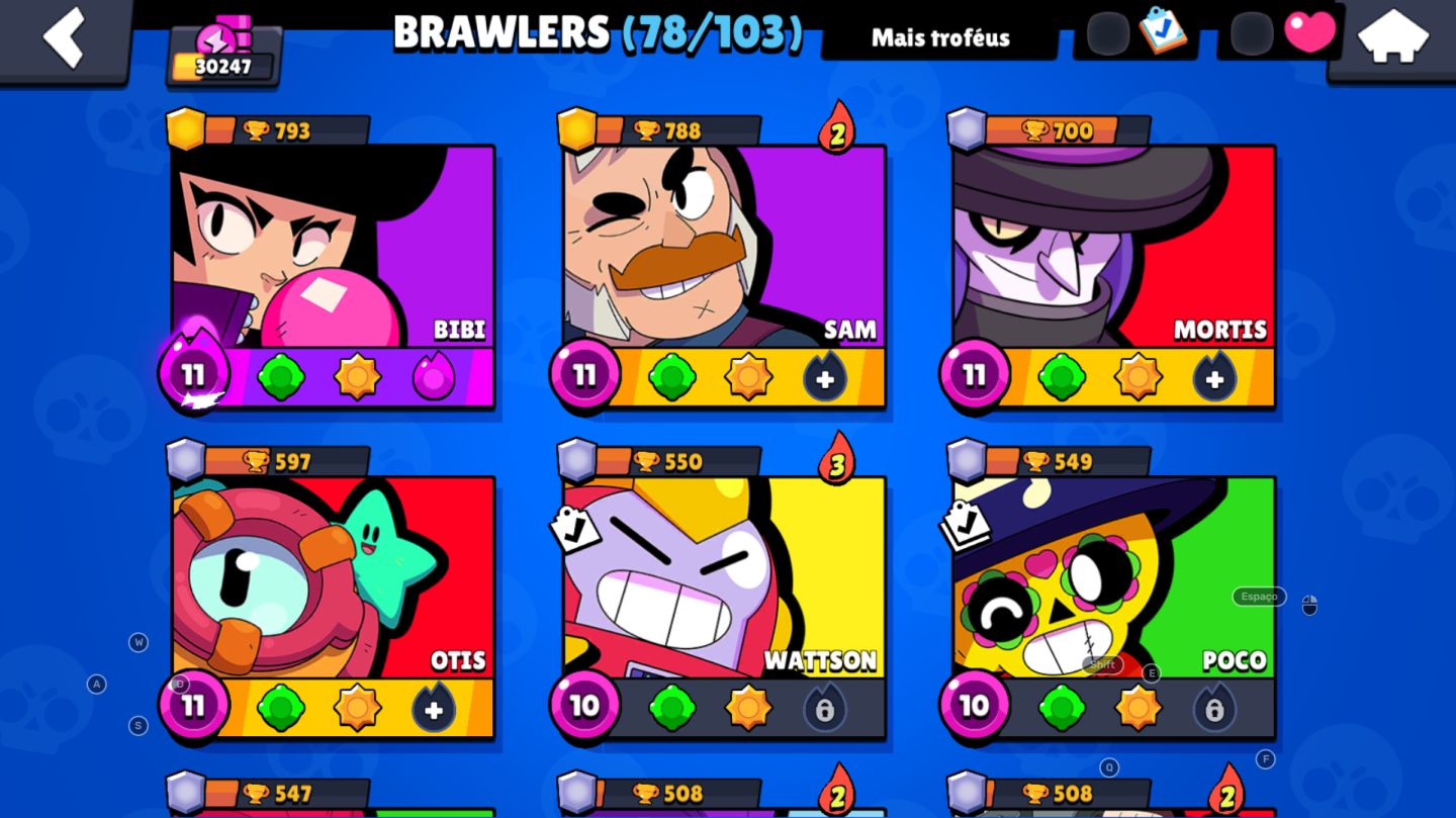 Conta Brawl Stars 30K Troféus | 78 Brawlers | 106 Skins