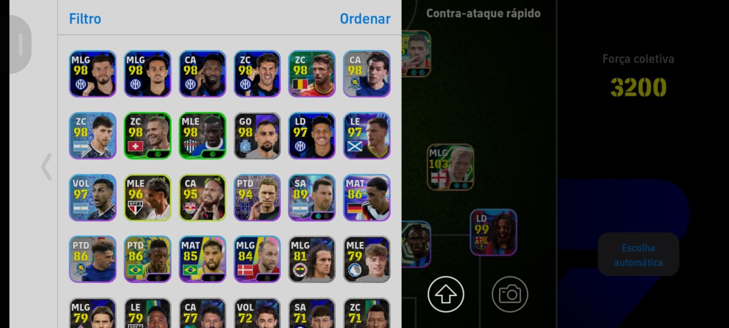 Conta de efootball força do time 3201