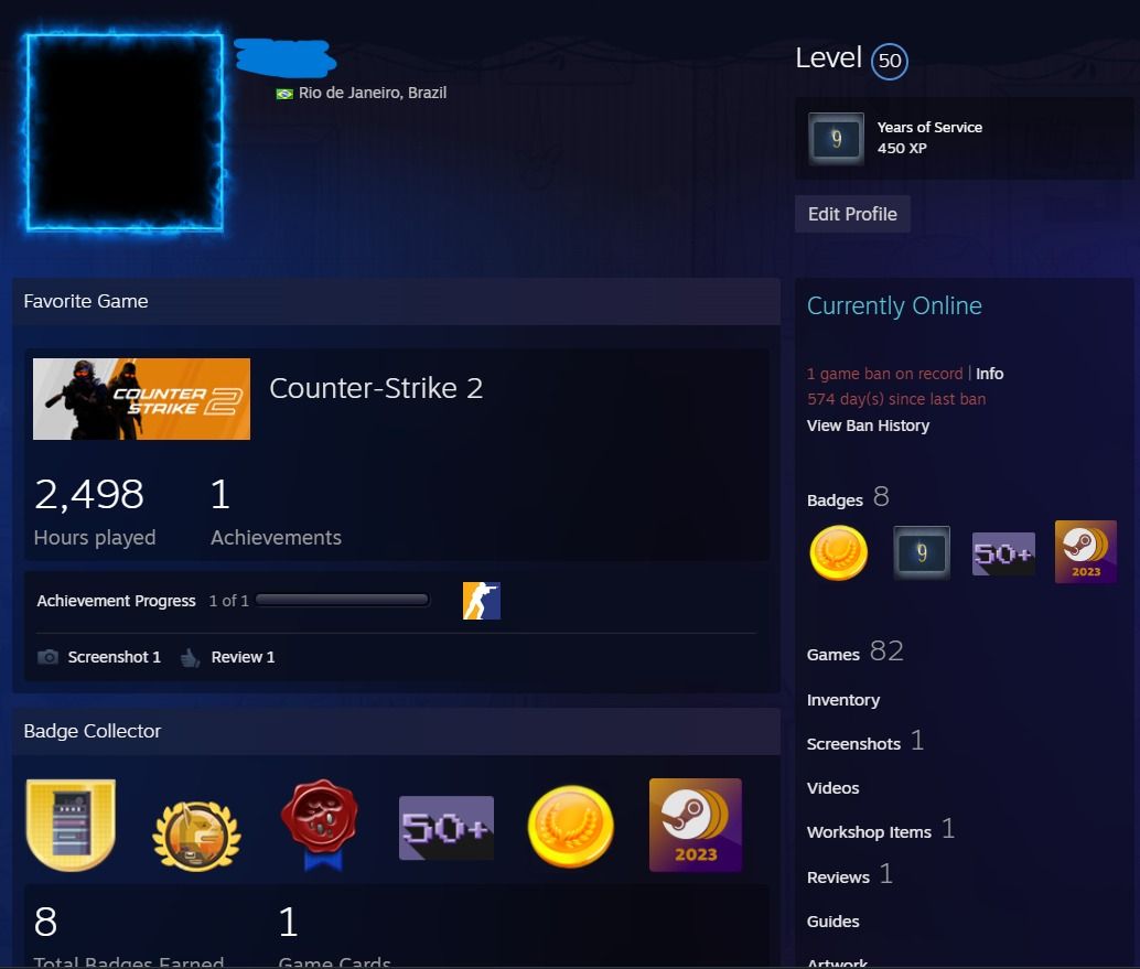 CONTA STEAM LEVEL 50 | 9 ANOS | +100 JOGOS | CS2 COM 2.498 HORAS