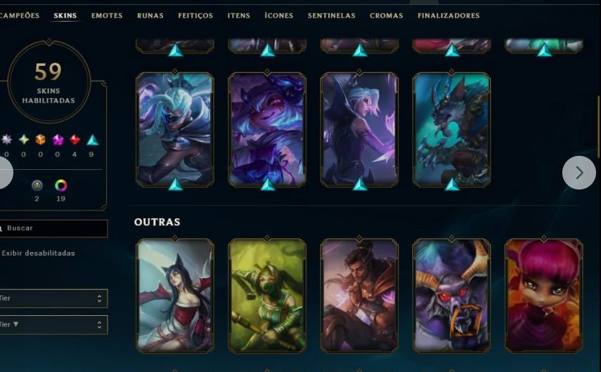CONTA LEAGUE OF LEGENDS - PRATA II / OURO 4 59 Skins habilitadas, incluindo opç