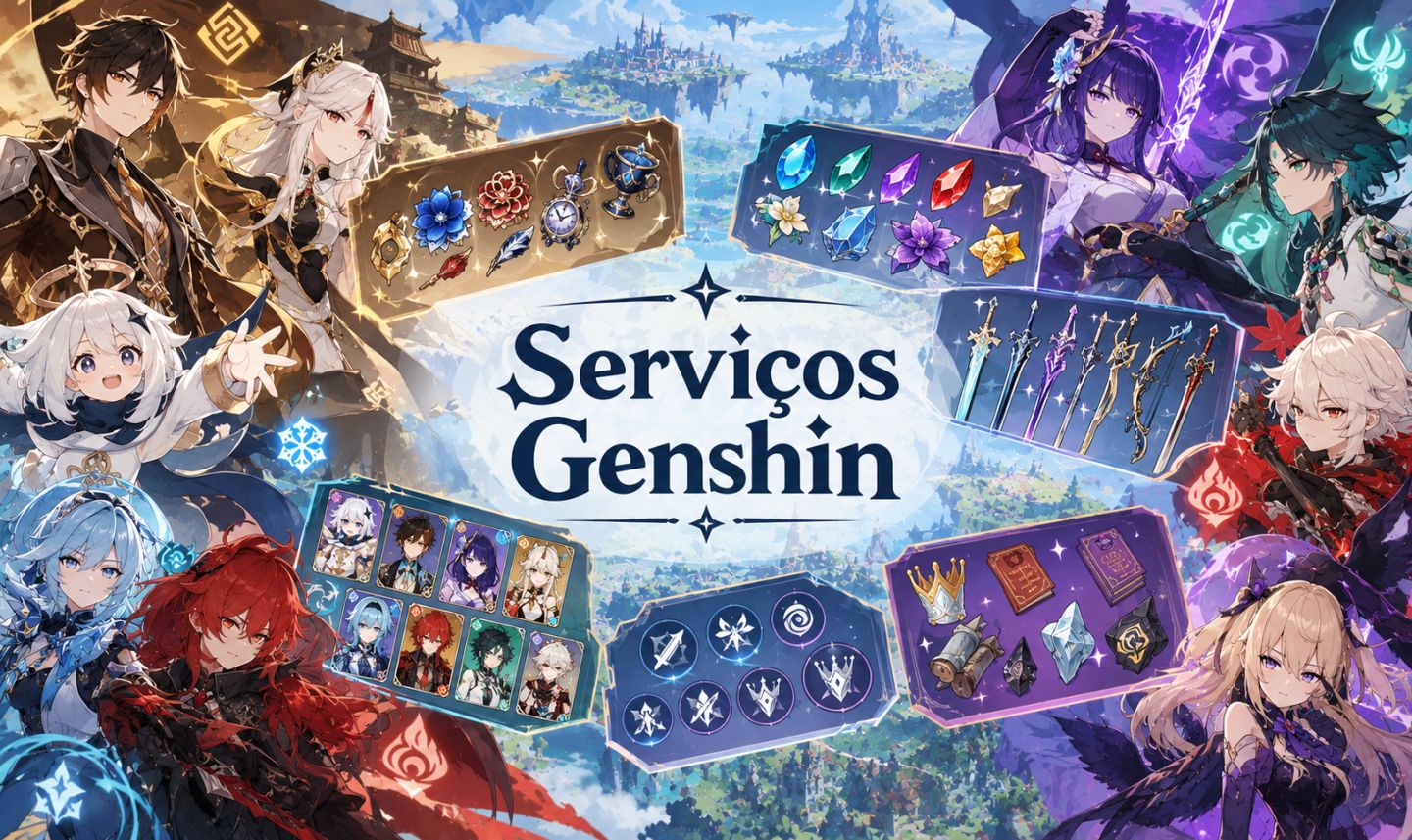 Serviços Genshin!! Exploração, Oculos, Farm de Itens e Materiais Manual!!!