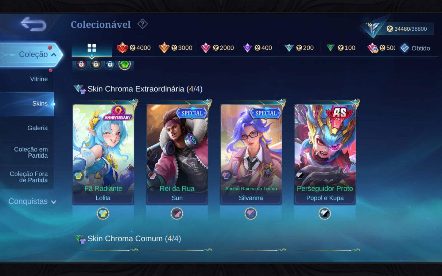 Conta Mobile Legends | 169 Skins + Gaara Naruto + Collector | Skins na descrição