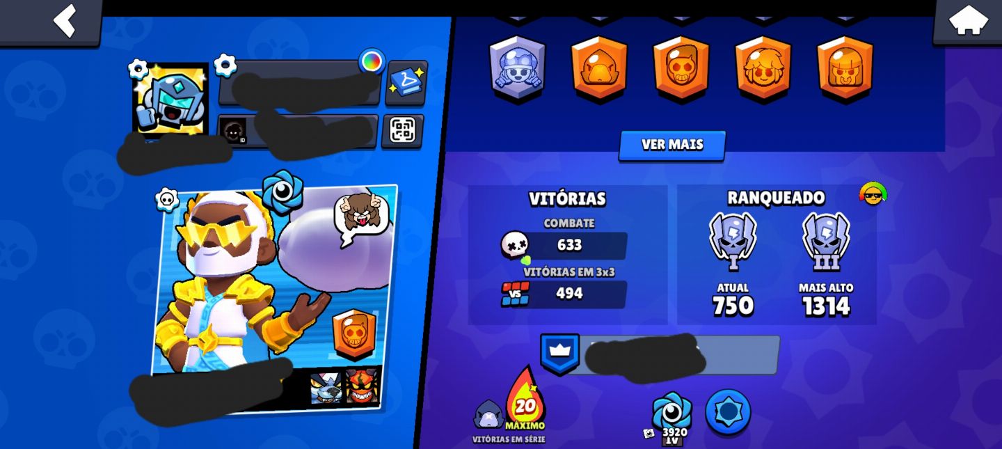 Conta de braw stars 13K de troféu,e muitas skins