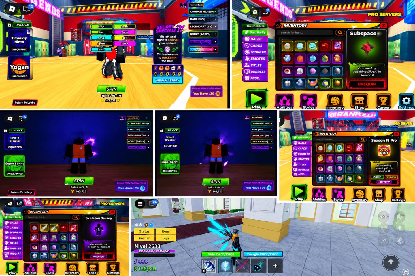 CONTA RARA!! VOLLEYBALL LEGENDS S18 PRO + SANJU E JINKO + BLOX FRUITS LV 2633!!!