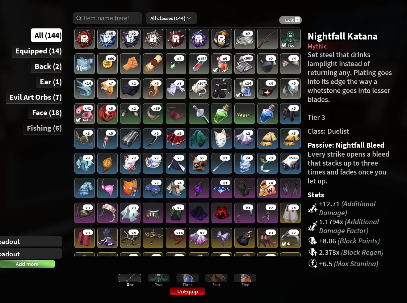 CONTA SLAYERS 2 COM NIGTHFALL KATANA T3 LVL MAX MUITOS ITENS E 800K DED WEN