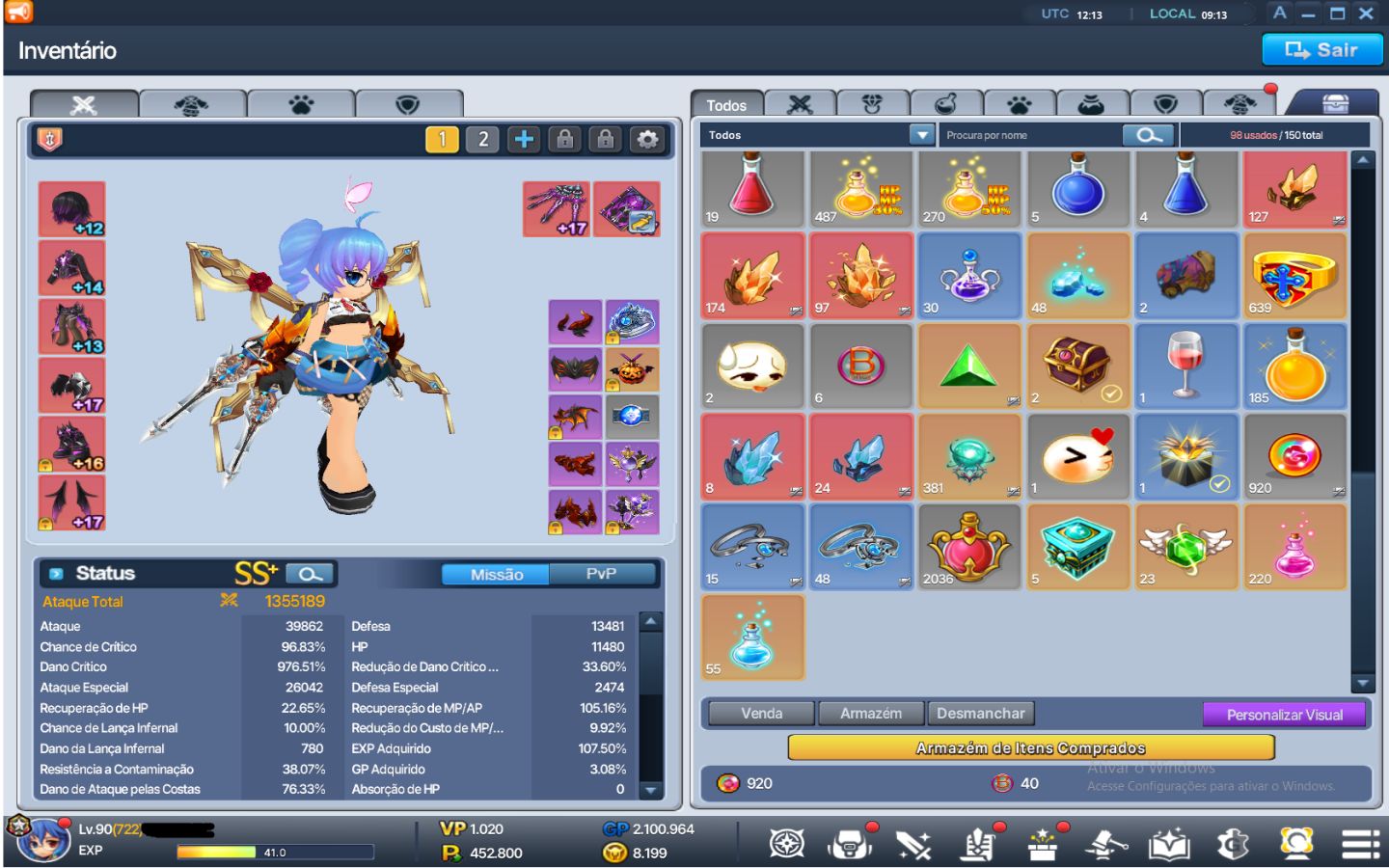 Grand Chase Classic | CLV 722 | 10 Cartas Reaper | Full Set Void | Conta End Gam