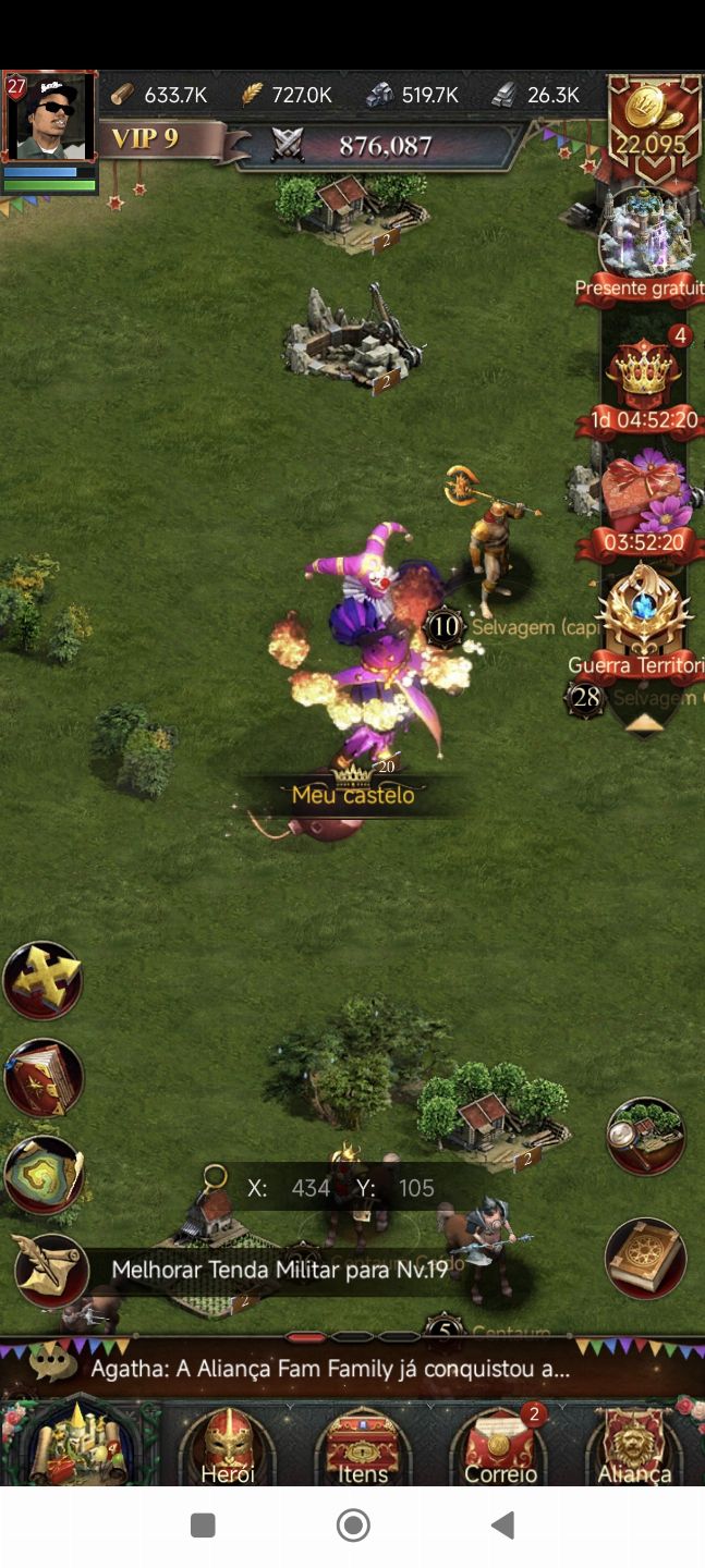 CONTA DE CLASH OF KINGS CASTELO 20 COM 22K DE GOLD