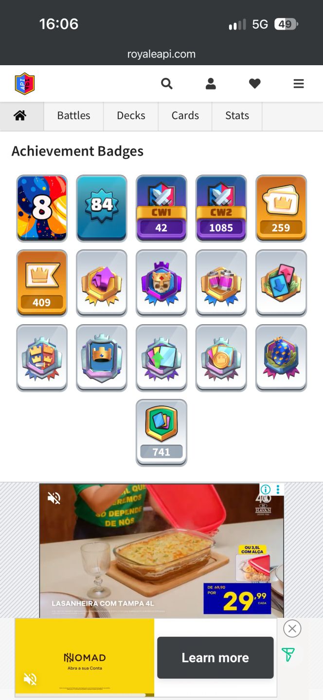 Conta de clash Royale full (todas as cartas nível 16) para competir